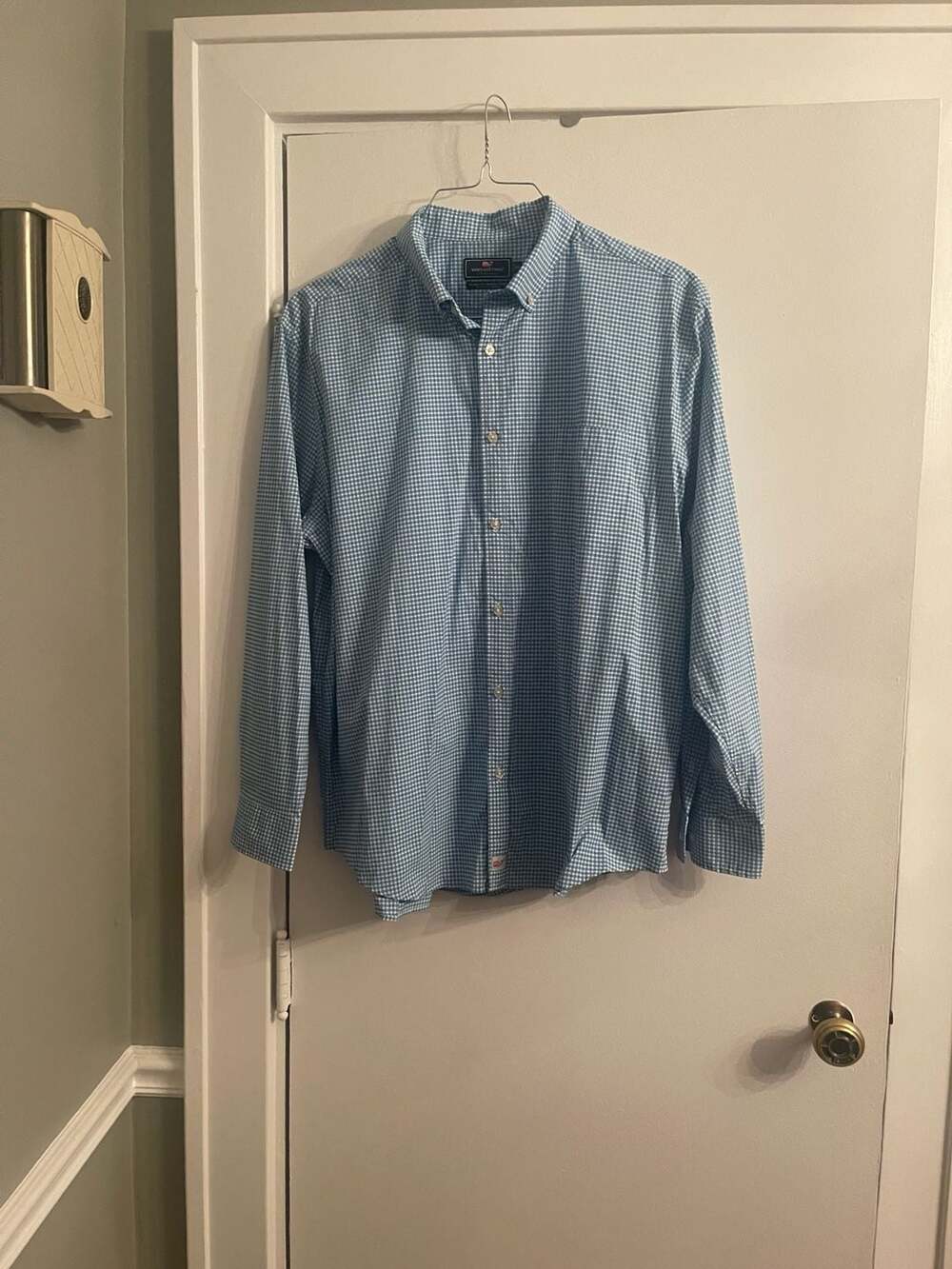 Vineyard Vines Classic Fit Murray Shirt Size XXL Blue Gingham Plaid